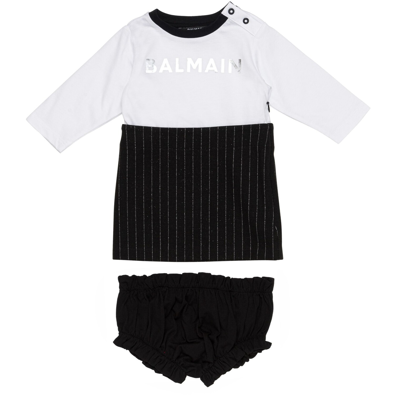 

Черное платье с логотипом и комплект шароваров Balmain, черный