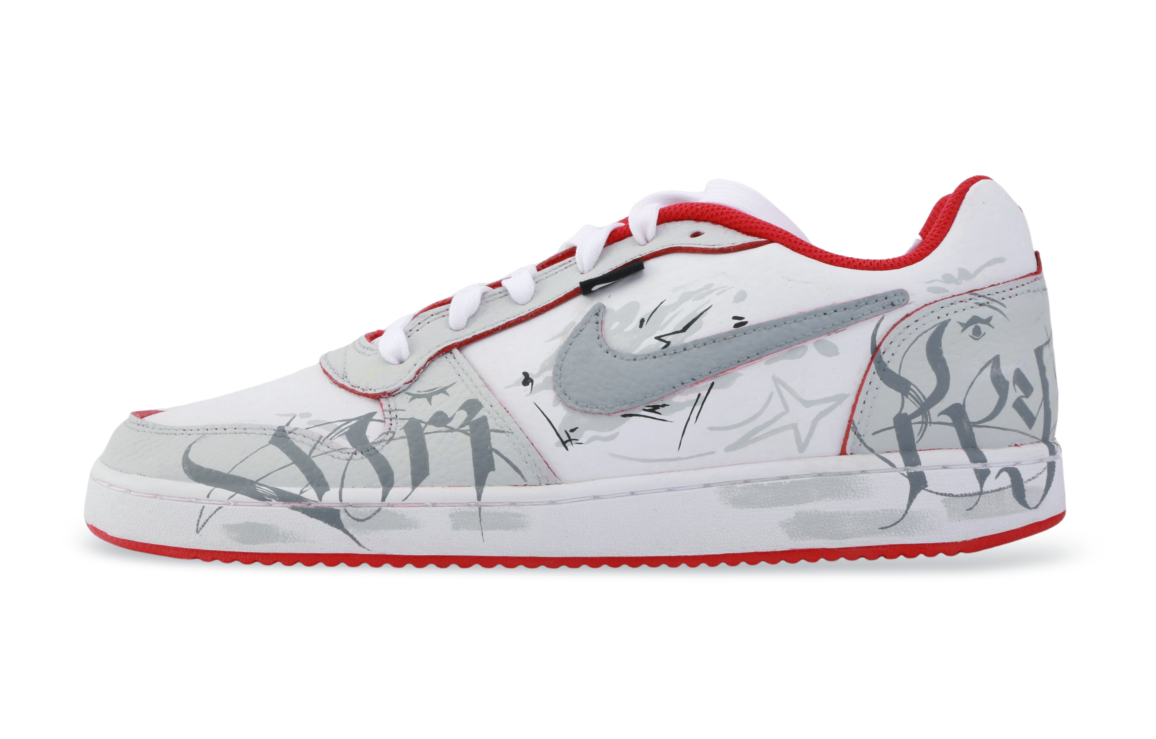 

Nike EBERNON Drippy Gothic Night Abrasion Resistant Low top Skateboard Shoes мужские серо-бело-красные