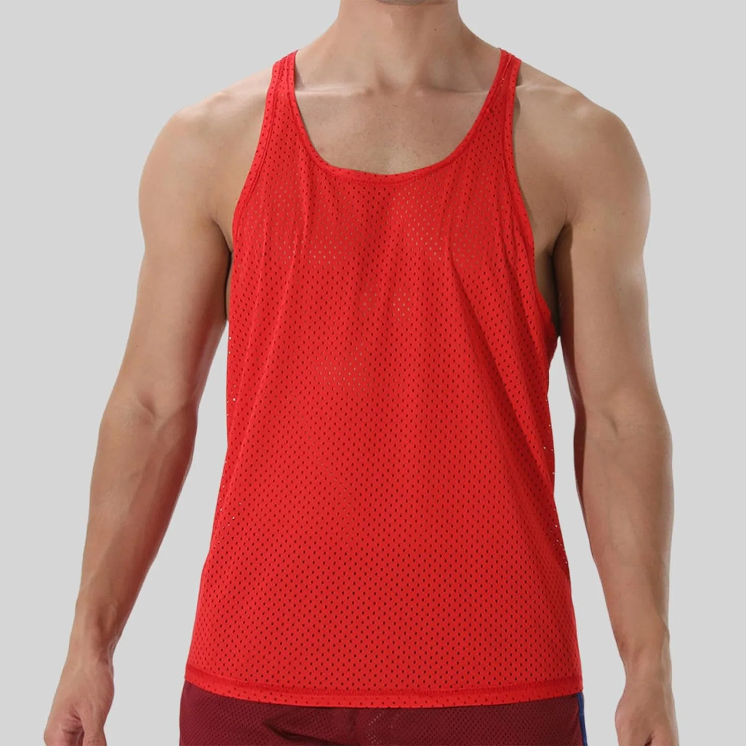 Мужской топ-безрукавка Racerback Breathable Mesh Solid, Generic, Red — фото 2