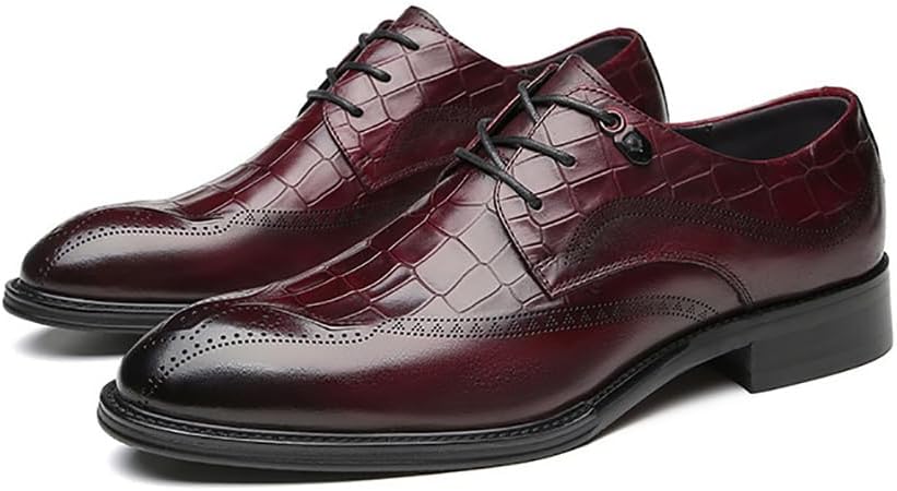 

Мужские классические туфли TNXZ из натуральной кожи с перфорацией броги, эластичной резинкой, оксфорды, классические формальные дерби, коричневый