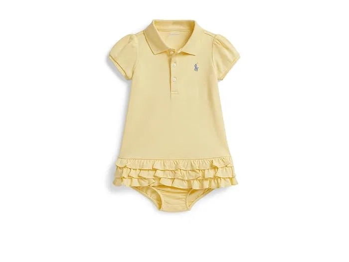 Платье поло с оборками хлопок Ruffled Cotton Polo Dress & Bloomer Polo Ralph Lauren Kids, White