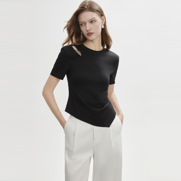 

ELLE Футболка женская Black Crew Neck тонкая