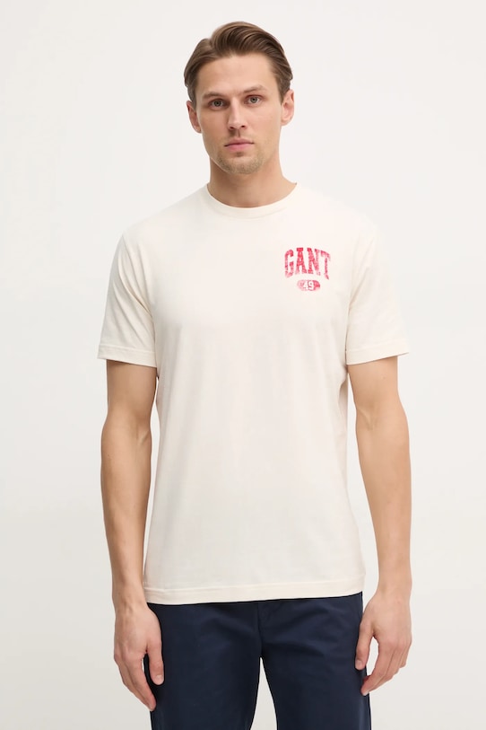 

Хлопковая футболка Gant, бежевый
