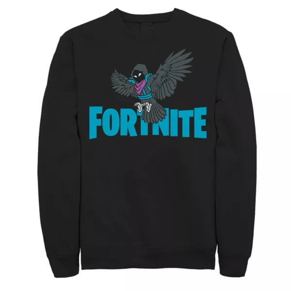 

Большой и высокий флисовый пуловер с логотипом Fortnite Raven Licensed Character, черный