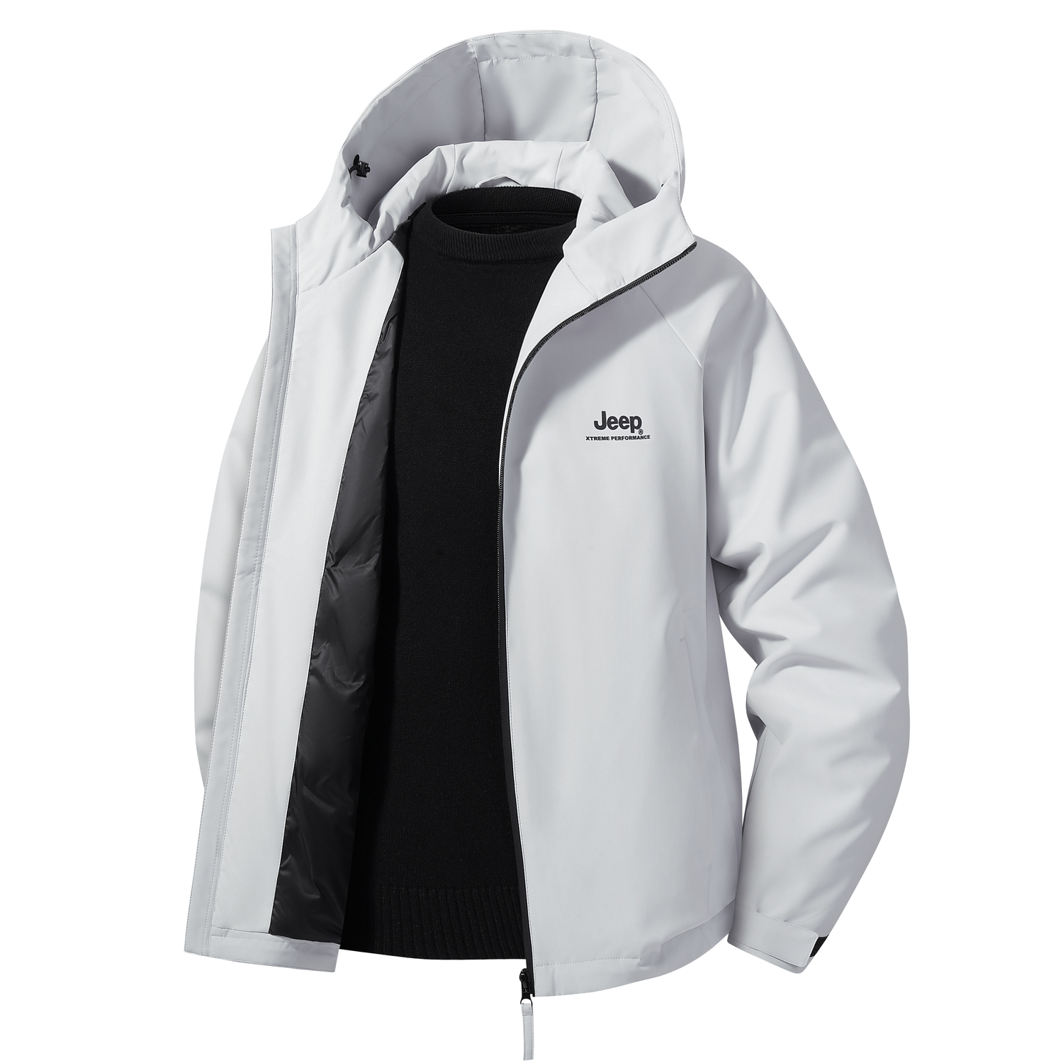 

Пуховик Unisex с капюшоном, легкий Jeep, белый серый