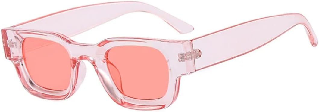 

Модные маленькие солнцезащитные очки в прямоугольной толстой оправе для путешествий, мужские и женские солнцезащитные очки с защитой от УФ-излучения UV400 VVTWSSW, Pink Red