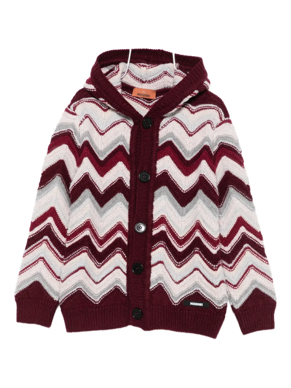 

Кардиган с капюшоном и узором зигзаг Missoni Kids, красный