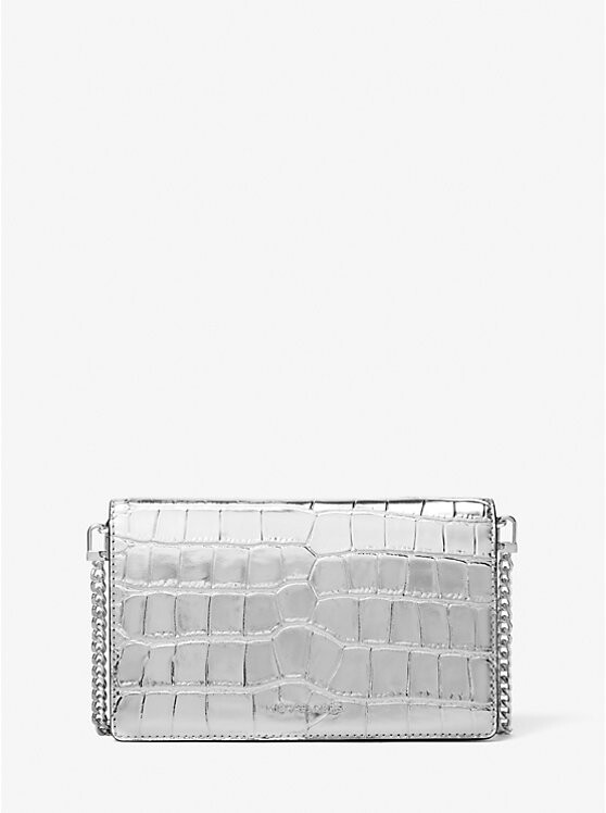 

Jet Set Medium металлическая сумка через плечо из тисненой кожи крокодила Michael Kors, серебряный