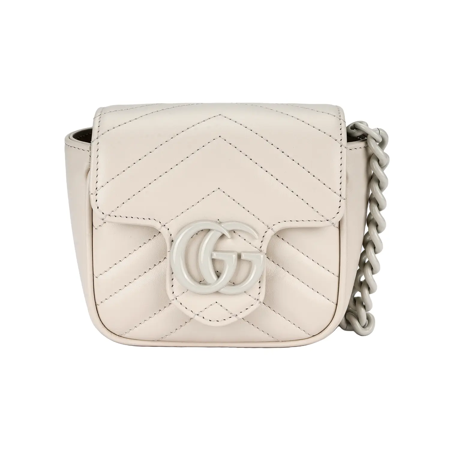 

GUCCI Сумка через плечо GG Marmont из кожи маленькая квадратная поясная женская белая
