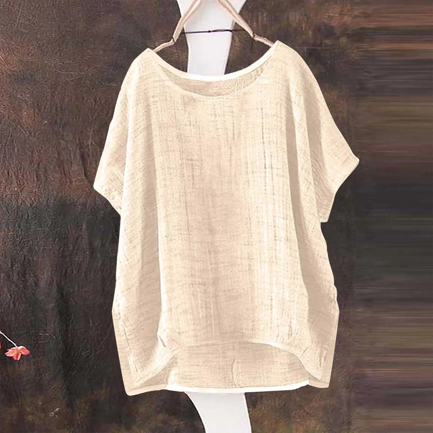 Блуза женская хлопковая Gauze, свободный крой, цвет Beige — фото 2