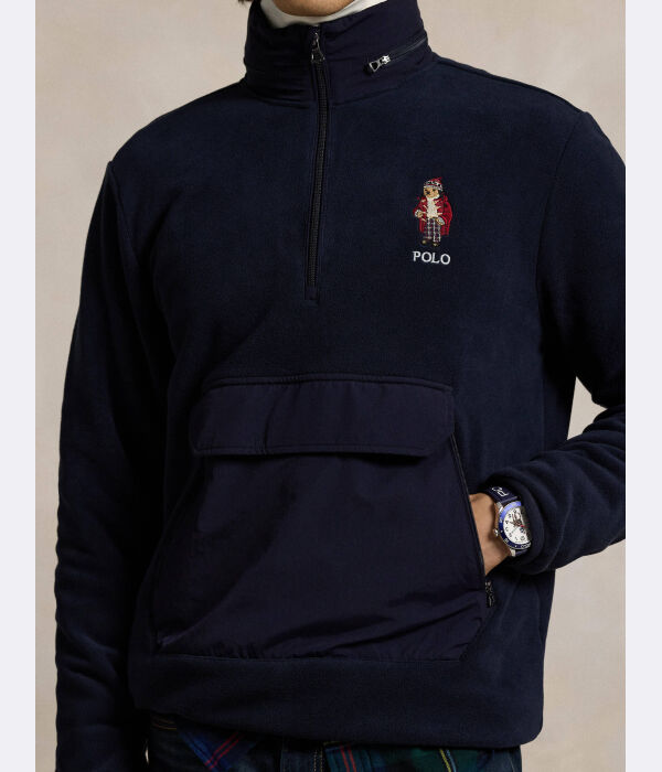 Толстовка мужская Polo Ralph Lauren флисовая с воротником на молнии, синий — фото 4