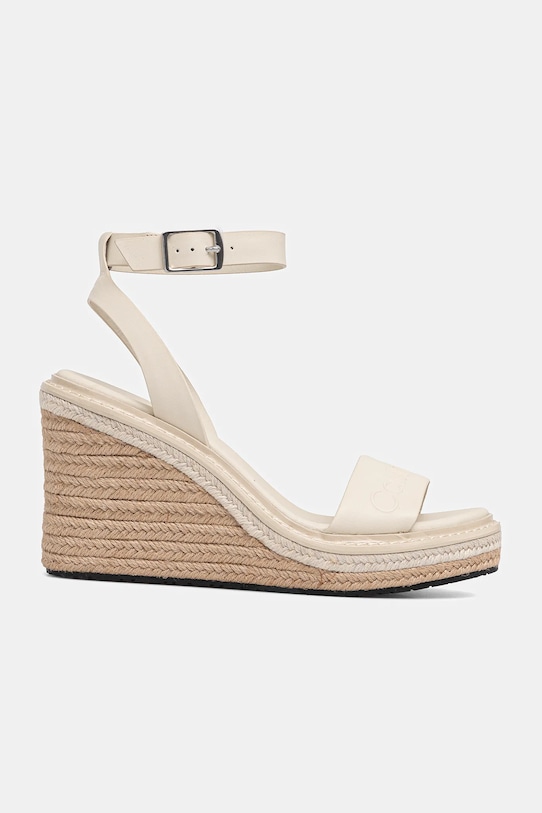 Кожаные сандалии Wedge Sandal 70 на платформе Calvin Klein, бежевый — фото 2