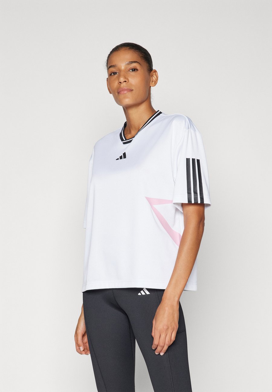 

Спортивная футболка Adidas Sportswear TIRO CUT STRIPES COLOR BLOCK FRIEND, White/Black/True Pink/White