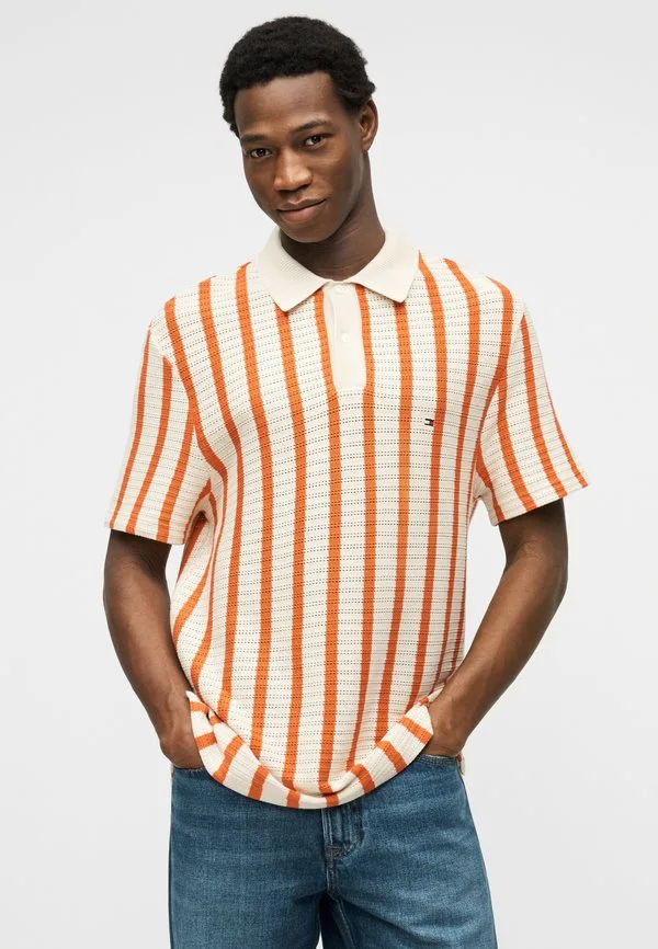 Свободная рубашка-поло свободного кроя Tommy Hilfiger, Muslin/Brilliant Orange — фото 4