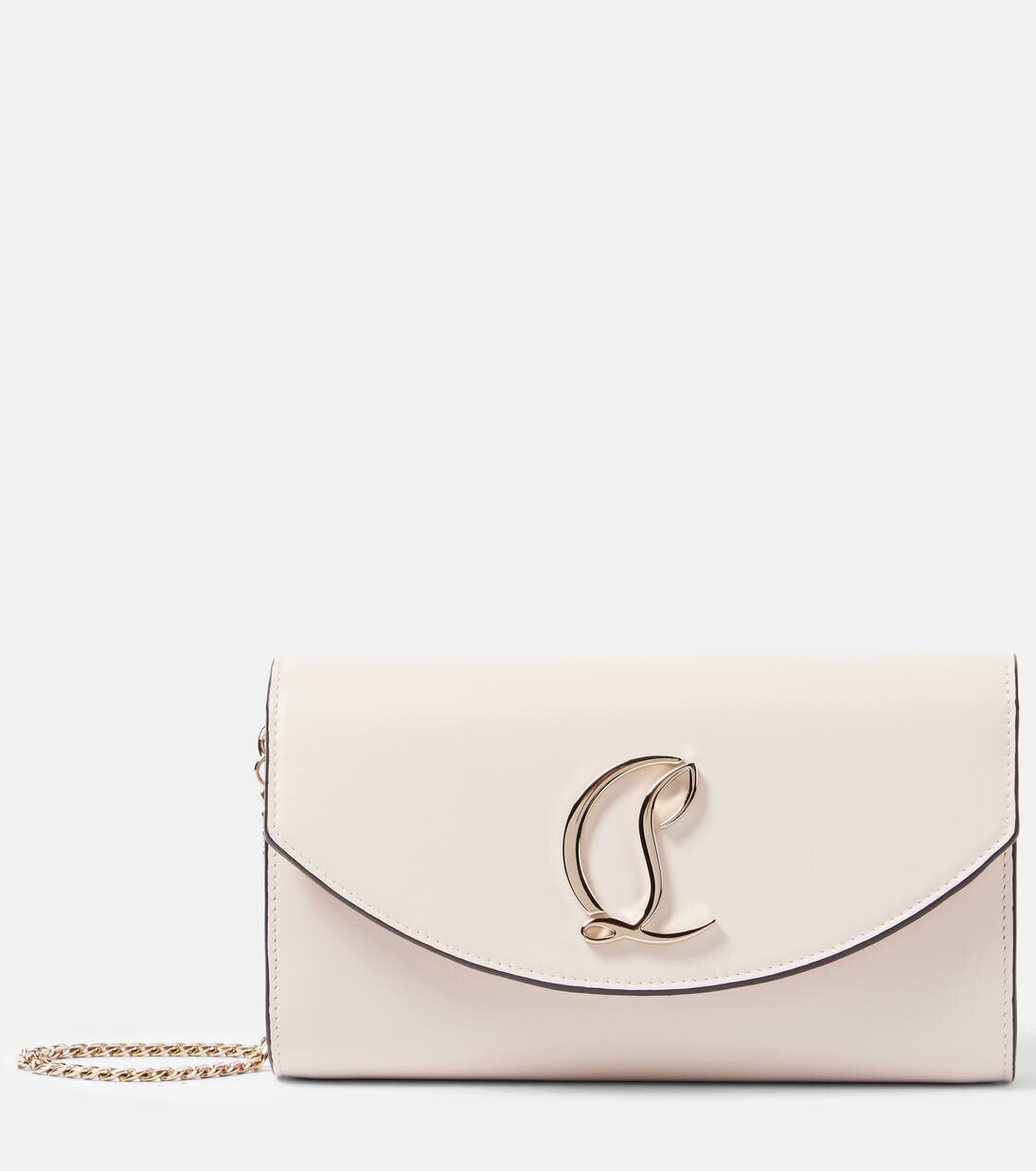 

Кожаный клатч Loubi54 с цепочкой Christian Louboutin, цвет leche/gold
