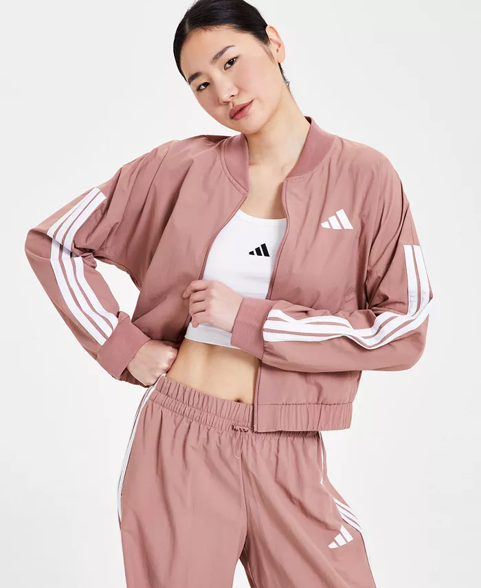

Женская повседневная бомбер Essential 3-Stripes adidas, красный