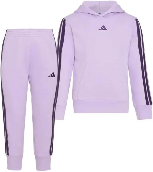 Детский спортивный костюм из флиса Adidas, 2 предмета, фиолетовый — фото 4