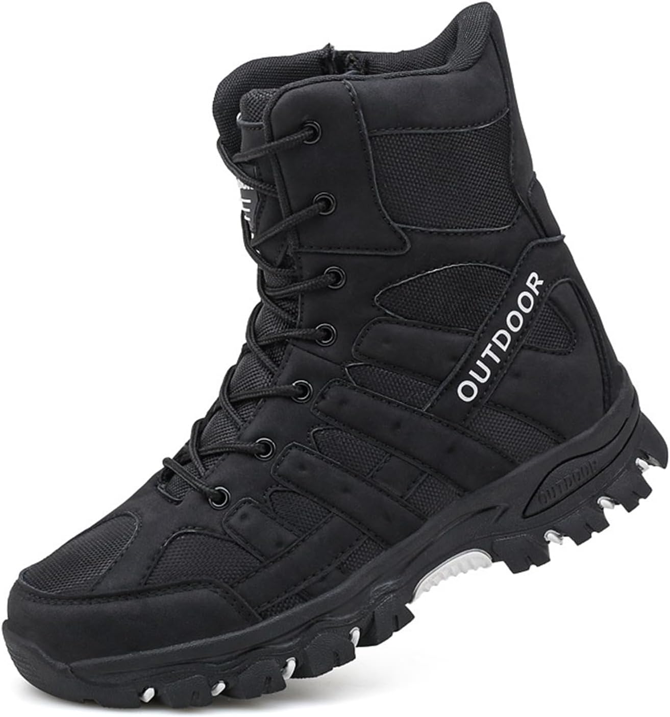 

Мужские высокие походные ботинки TengfeiFly, шнуровка, с усиленным носком, кожаной сеткой, дышащие, с поддержкой лодыжки, нескользящей амортизирующей стелькой для активного отдыха, походов, треккинга, кемпинга и прогулок, черный