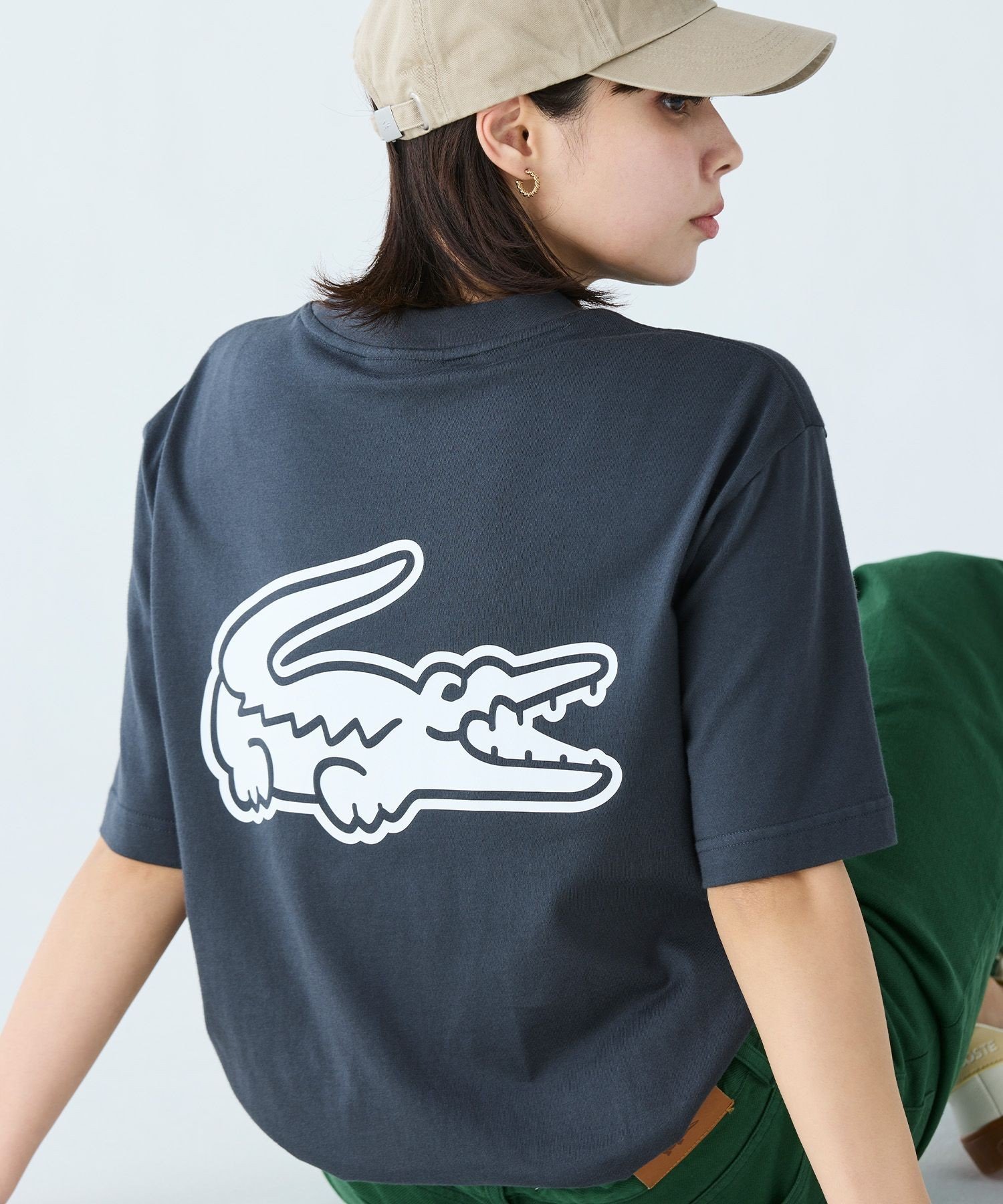 Футболка LACOSTE с увеличенным принтом на спине, Charcoal — фото 4