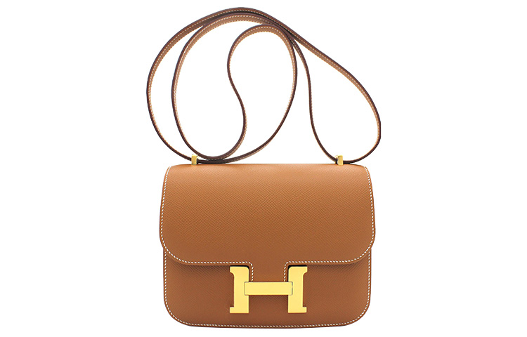 

HERMES Сумка-мессенджер Constance Epsom Leather, женская, размер 37, золото, золото