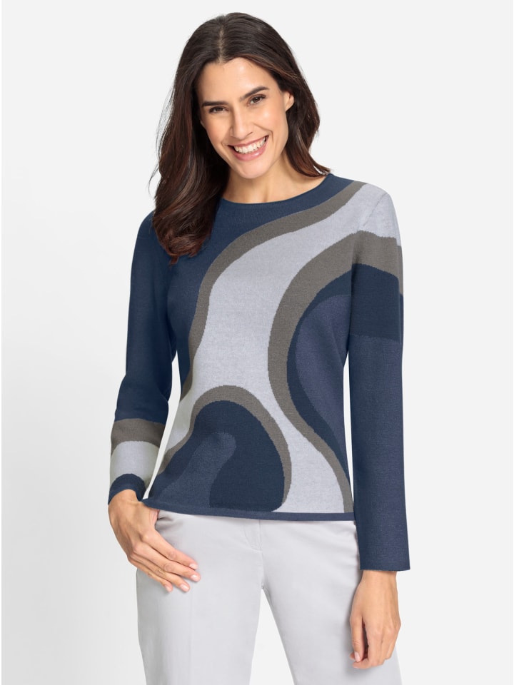 

вязаный свитер с узором темно-синего и дымчато-синего цветов WITT WEIDEN