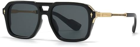 

Ретро-солнцезащитные очки с двойной перемычкой для женщин, градиентные солнцезащитные очки для мужчин, защита от УФ-излучения UV400, черный, золотисто-серый, один размер MTZJH, One Color