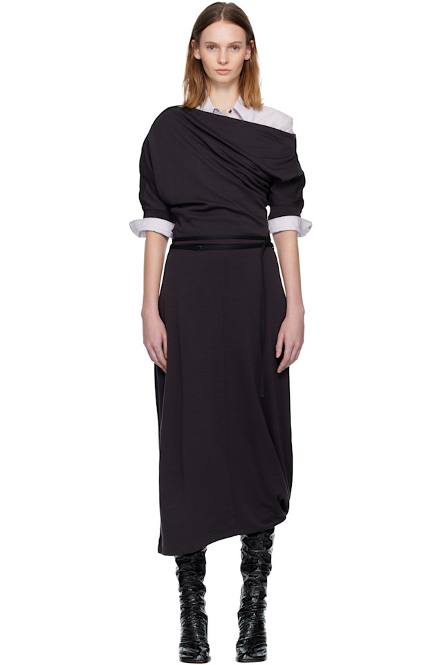 

Серое миди-платье с закрученным подолом Lemaire, антрацит