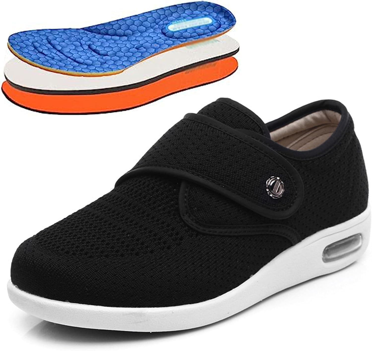 

Женские слипоны bumuam с поддержкой свода стопы, регулируемой застежкой для артрита, отеков, подошвенного фасциита, отечных ног, прогулочные туфли, размер мужской 8.5/женский 9.5, черный