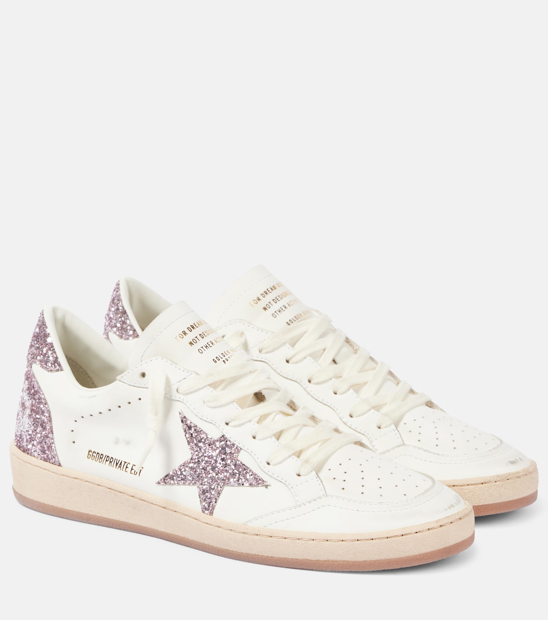 Кроссовки Ball Star из кожи с блестками Golden Goose, White/Pink