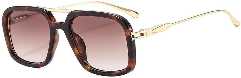 

Мужские солнцезащитные очки в стиле ретро с двойной перемычкой, квадратной формы, защита от УФ-излучения UV400, модные женские солнцезащитные очки с градиентным переходом SKFGNX, Leopard Tea Gradient