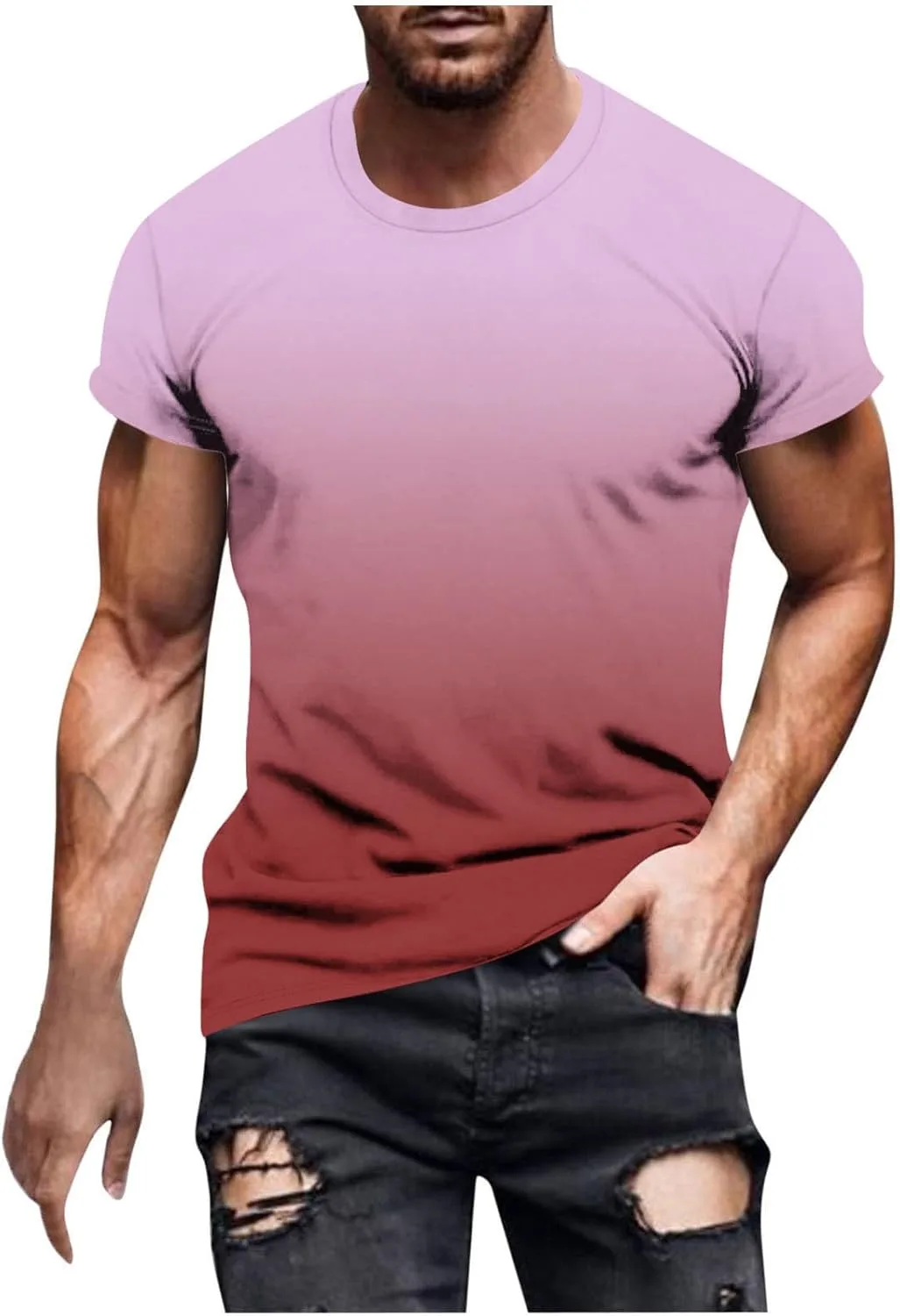 

Xiaojmake мужская футболка Casual Ombre с принтом, короткий рукав