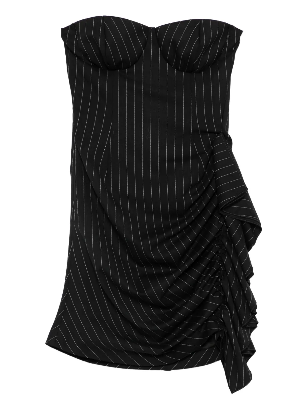 

Асимметричное коктейльное платье в полоску с оборками Les Filles D'Eva, черный