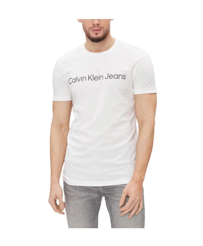 

Футболка с логотипом, короткий рукав, круглый вырез. Calvin Klein Jeans, белый