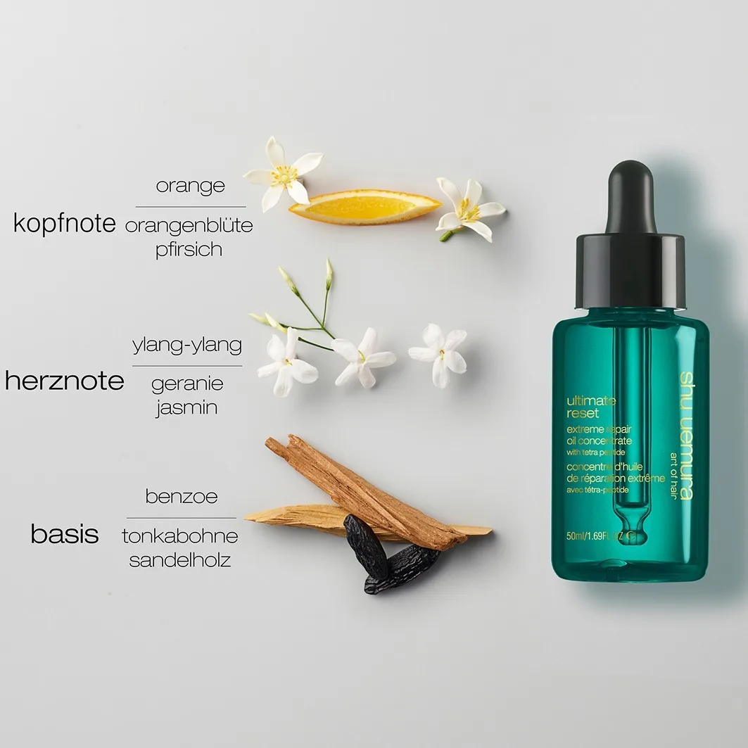 Средство для ухода за волосами Ultimate Reset Extreme Repair Oil Concentrate с тетрапептидом Shu Uemura, 50 мл — фото 4