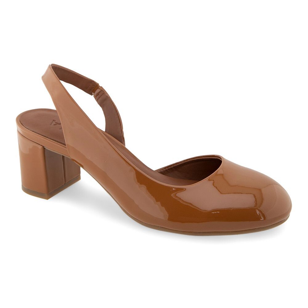 

Женские туфли-лодочки Aerosoles Ice Pop с открытой пяткой, цвет Tan Patent Faux Leathe