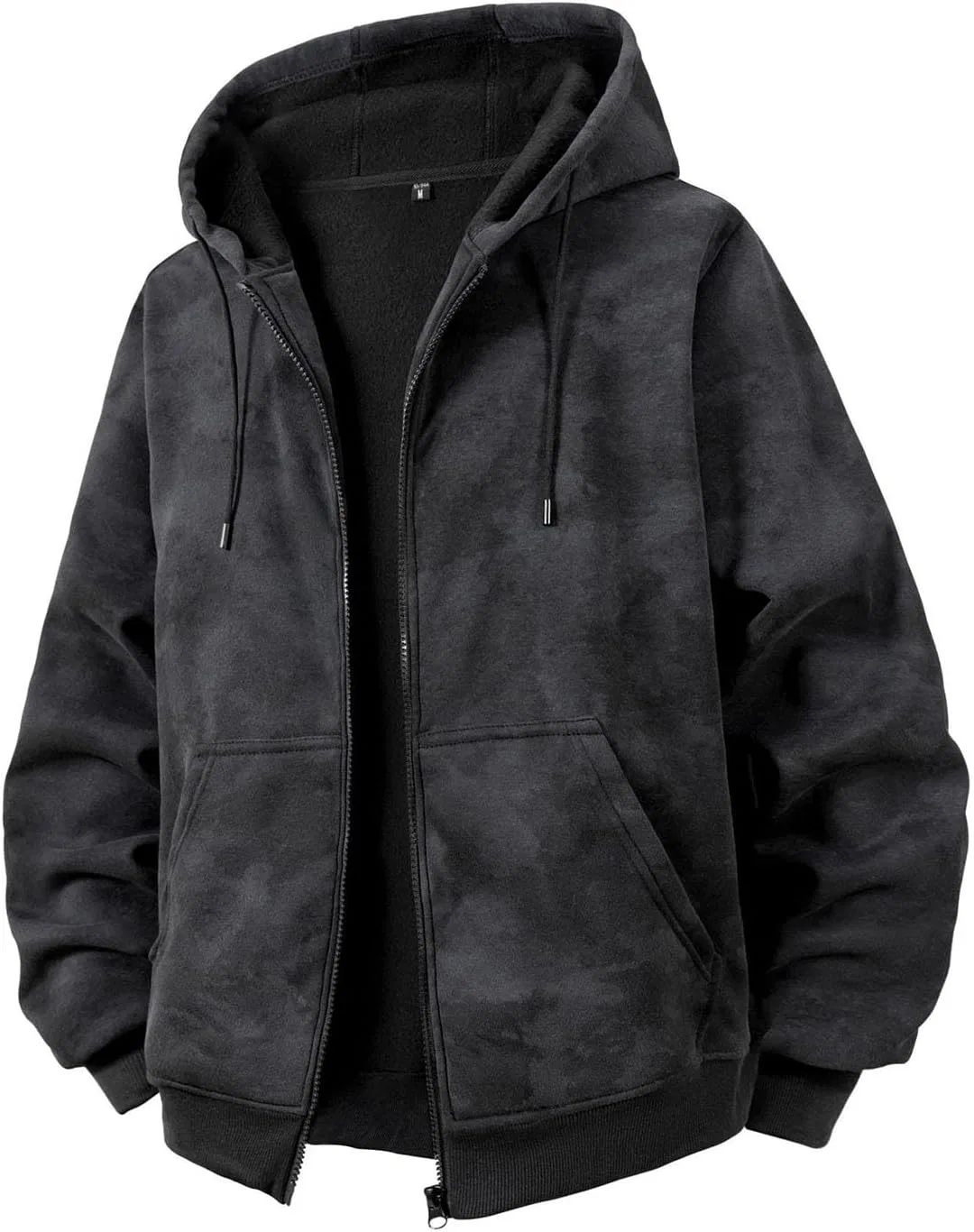 Свитшот с капюшоном и молнией Streetwear, мужской, винтажный оверсайз | Повседневный мешковатый худи с капюшоном | Streetwear Generic, черный