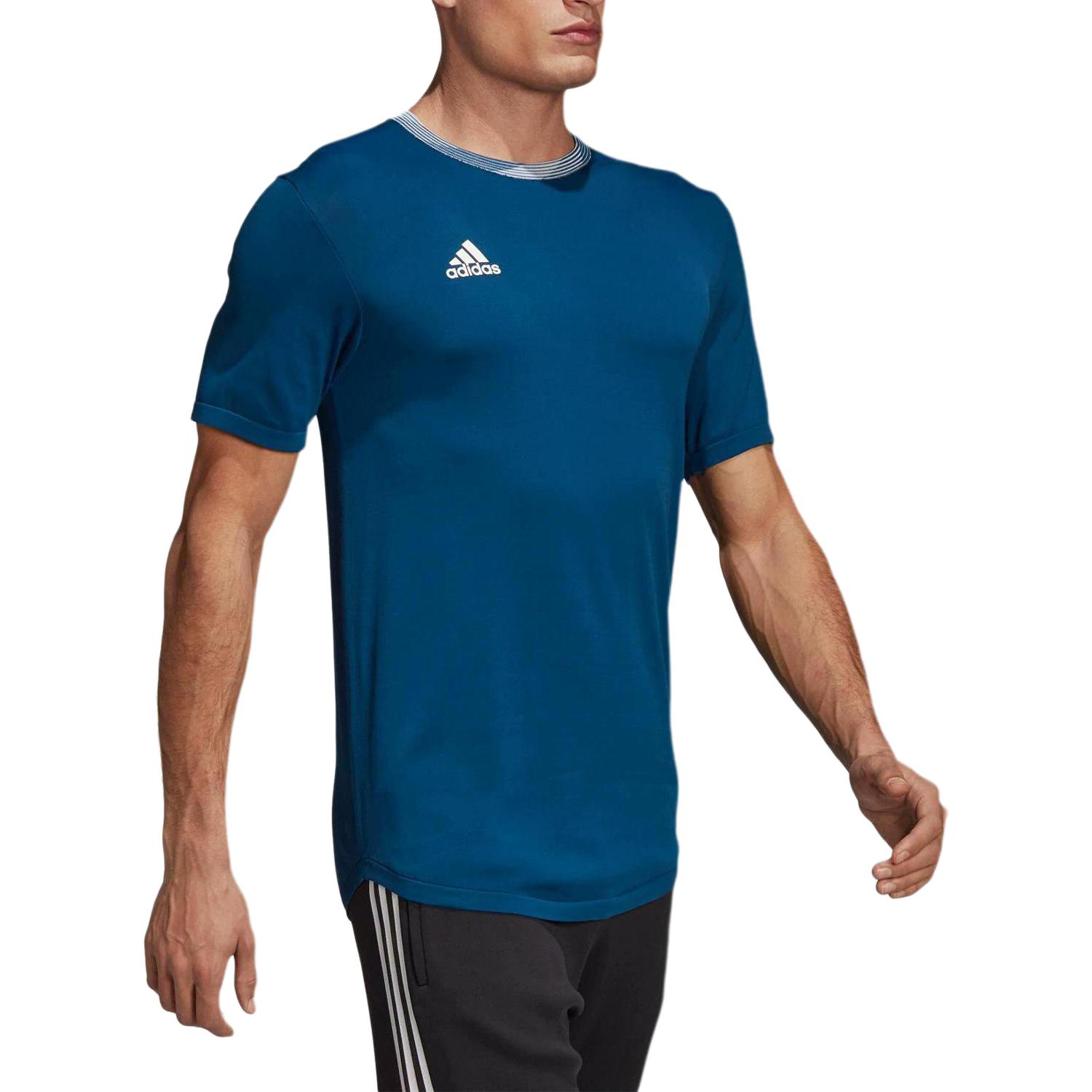 Adidas Мужские синие футболки с круглым вырезом — фото 3