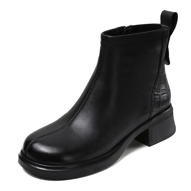Ботильоны женские 4,5 см Devanro, Black Fleece-Lined