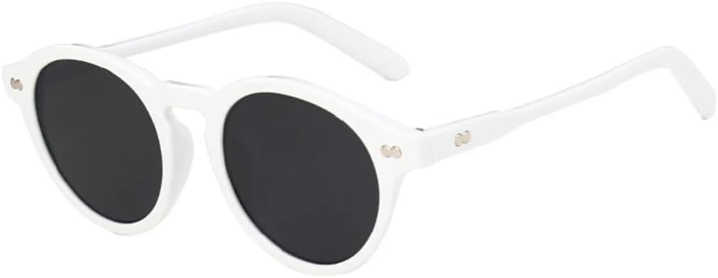 

Модные круглые солнцезащитные очки для женщин в винтажном стиле с заклепками, конфетные линзы цвета океана, мужские солнцезащитные очки с защитой от УФ-излучения UV400. В тренде UATXTAU, White Gray