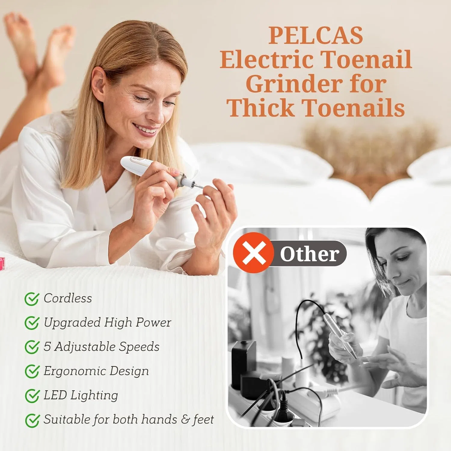 Беспроводная пилка для ногтей «Nail Cutter» от PELCAS Pelcas, White Gold — фото 3