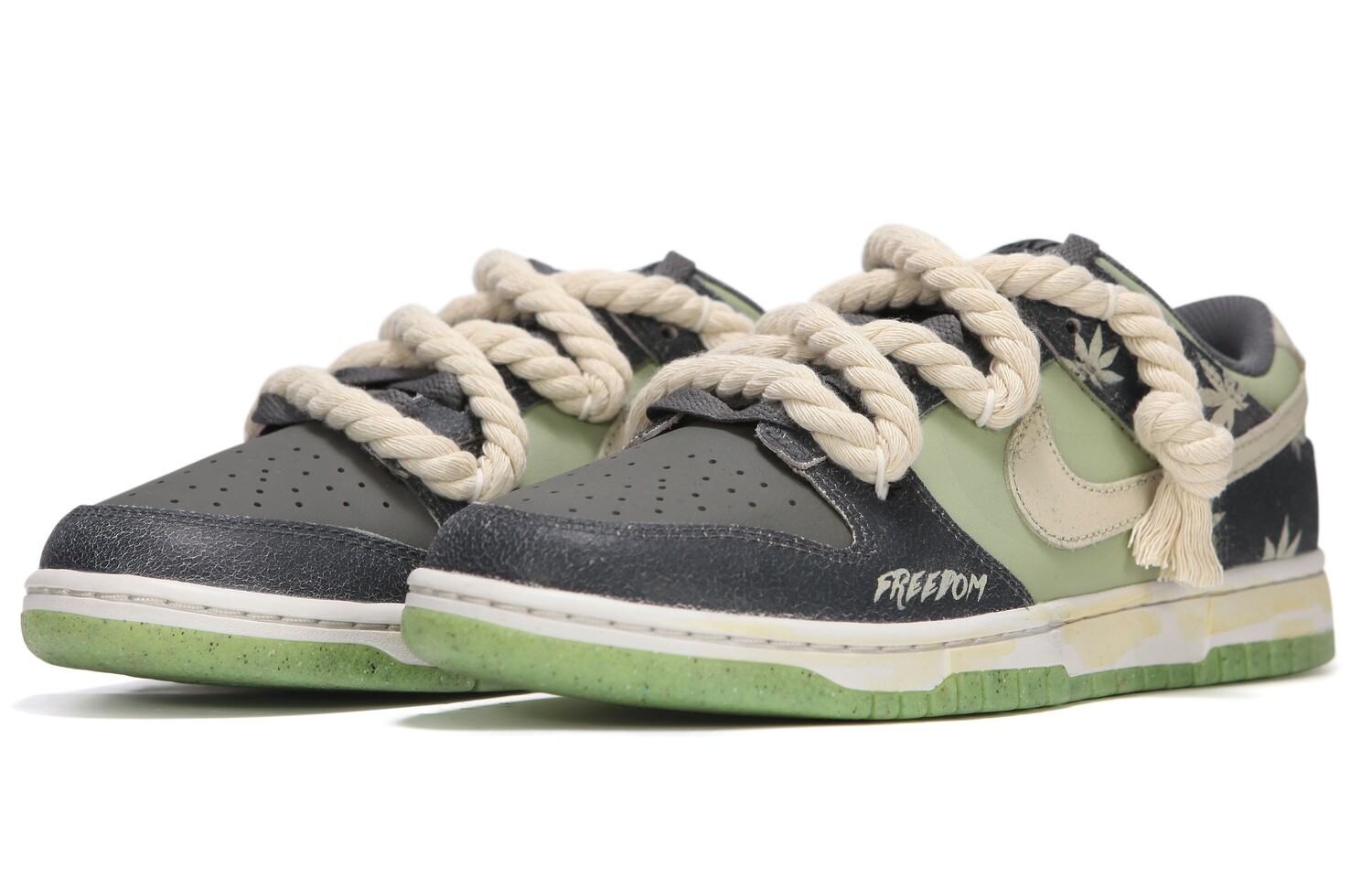 

Кроссовки Nike Dunk Skateboarding Shoes Men Low-top Grey/green, темно-серый