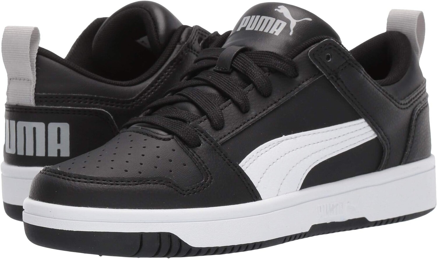 

Кроссовки Puma Kids Rebound Layup Lo Synthetic Leather Sneakers PUMA, цвет Puma Black/Puma White/High Risk