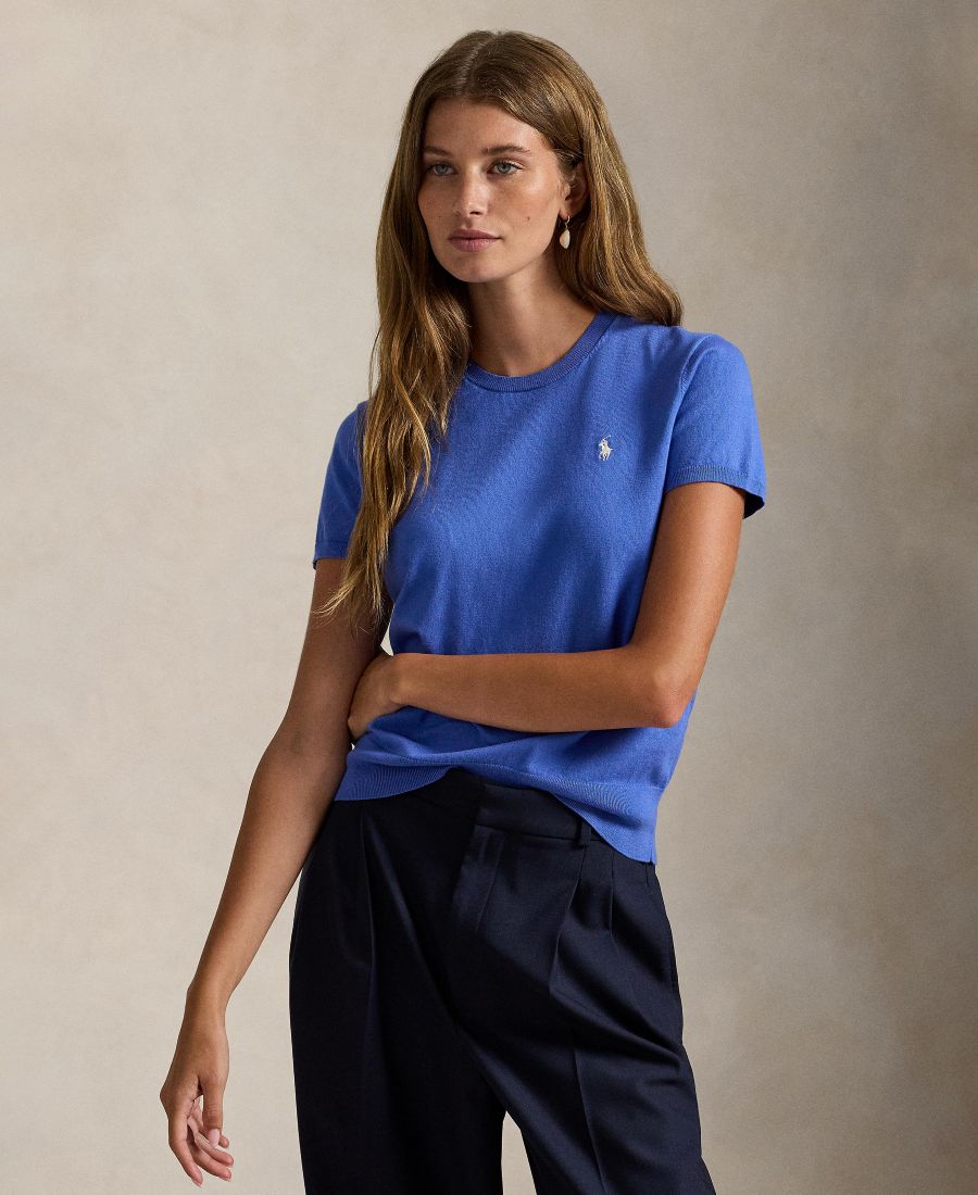 

Женский свитер с короткими рукавами и круглым вырезом Polo Ralph Lauren, Blue