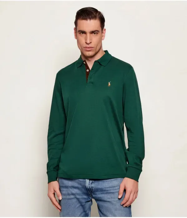 Полюс custom slim fit Polo Ralph Lauren, бутылочно-зеленый