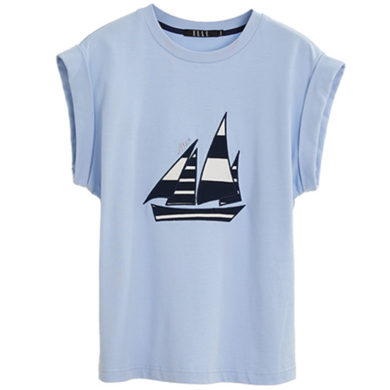 

Футболка с рукавом дроп-шоулдер женская летняя ELLE, светло-синий