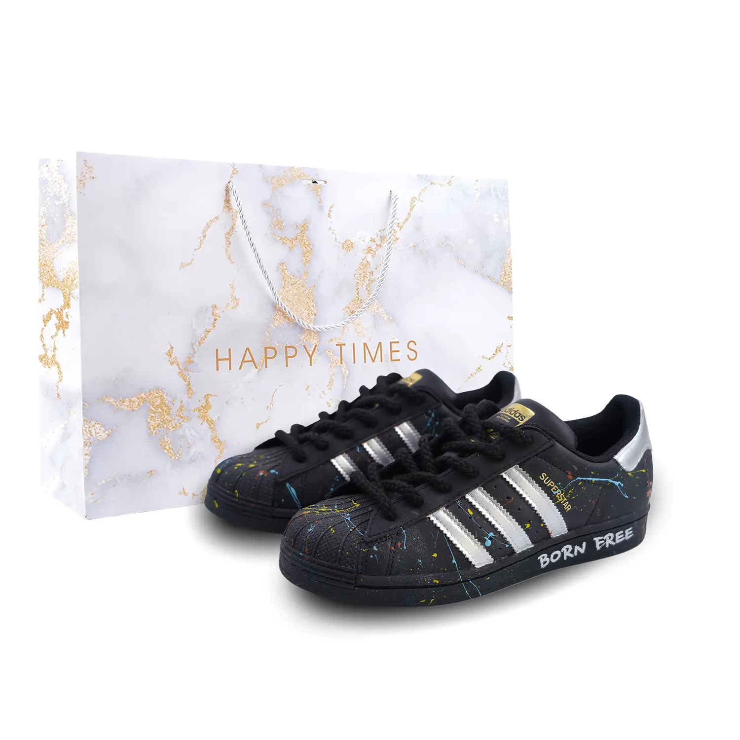 

SUPERSTAR Born Free, Special Box Low top Unisex скейтборд кроссовки черный серебристый Adidas Originals, белый