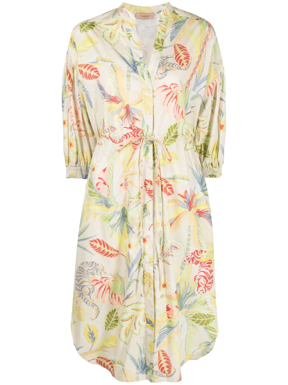 

Платье-рубашка с цветочным принтом Twinset, бежевый