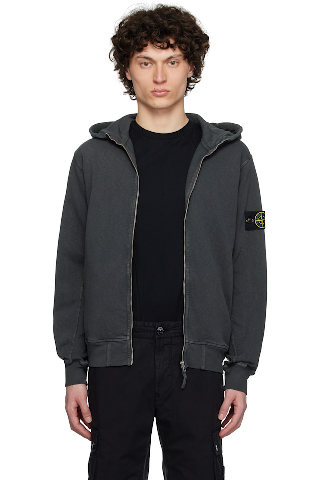 

Толстовка с капюшоном Malfilé из флиса с эффектом состаривания Stone Island, серый