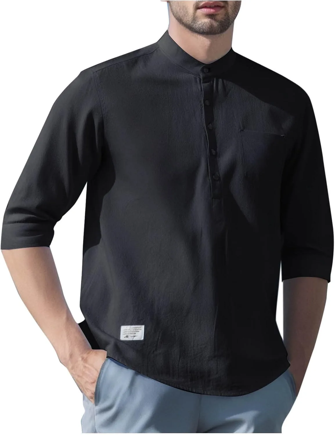 

Мужская футболка Henley с коротким рукавом, легкая и дышащая