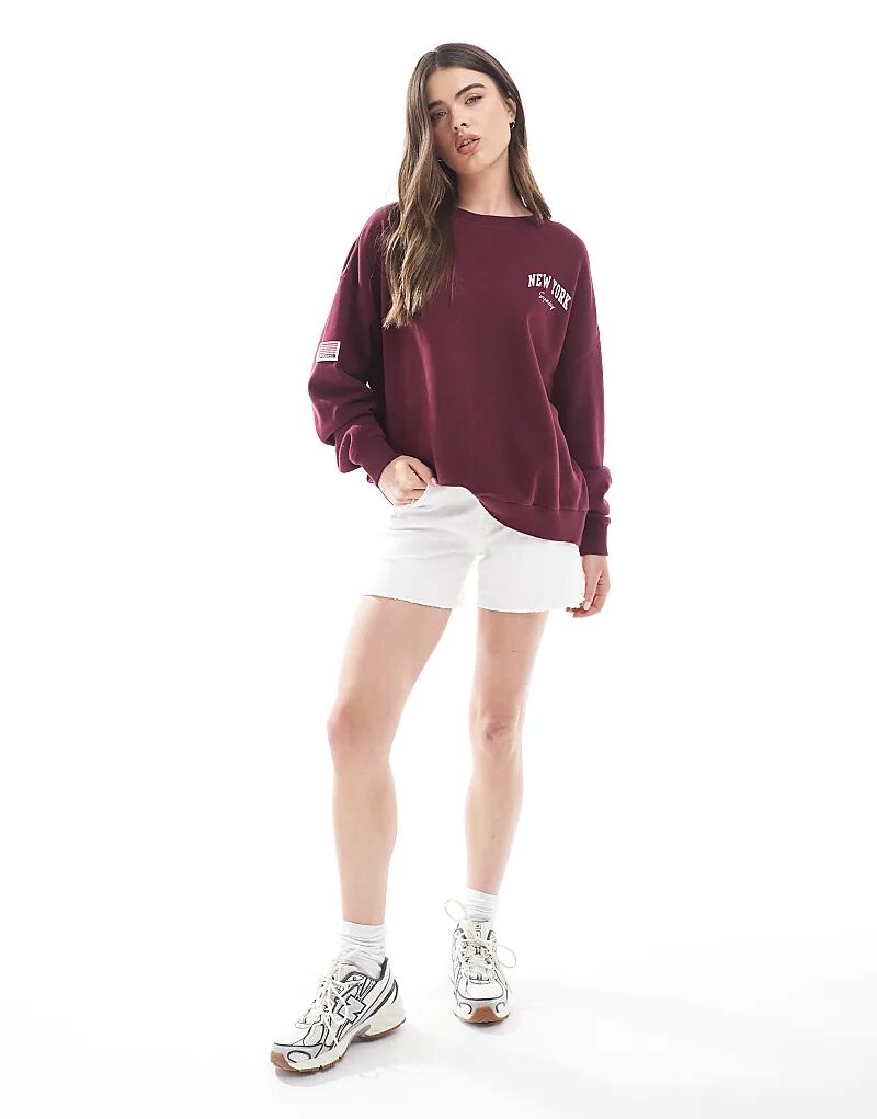 Свободная толстовка Superdry Athletic Essentials цвета портвейн-красный — фото 2
